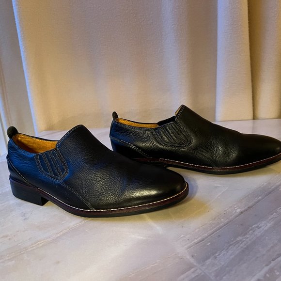 SANDRO pebbled black leather dress shoes men size 9 1/2 comfort soft gel soles main image 5